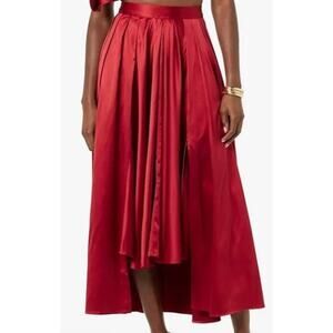 Making The Cut Red Satin High Low Midi Skirt Womens 2X NWT Plus Size Elegant